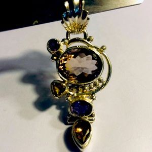 Custom 925 silver pendant yellow citrine amethyst